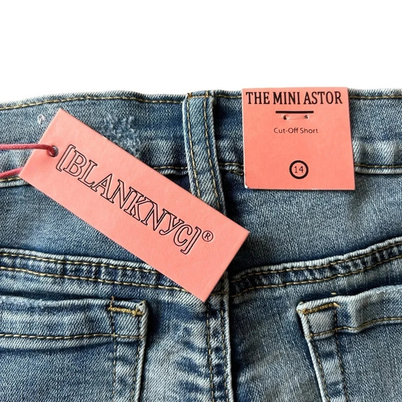BlankNYC The Mini Astor Short Girls Sz 14 Vintage Denim Raw Hem Shorts - Picture 4 of 4